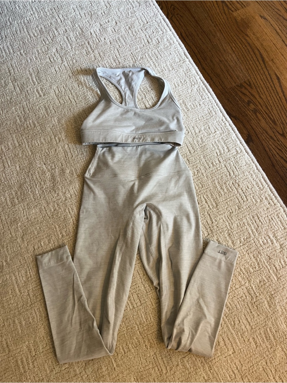 SET Active Light Gray High-Waist Leggings & Sports Bra Set